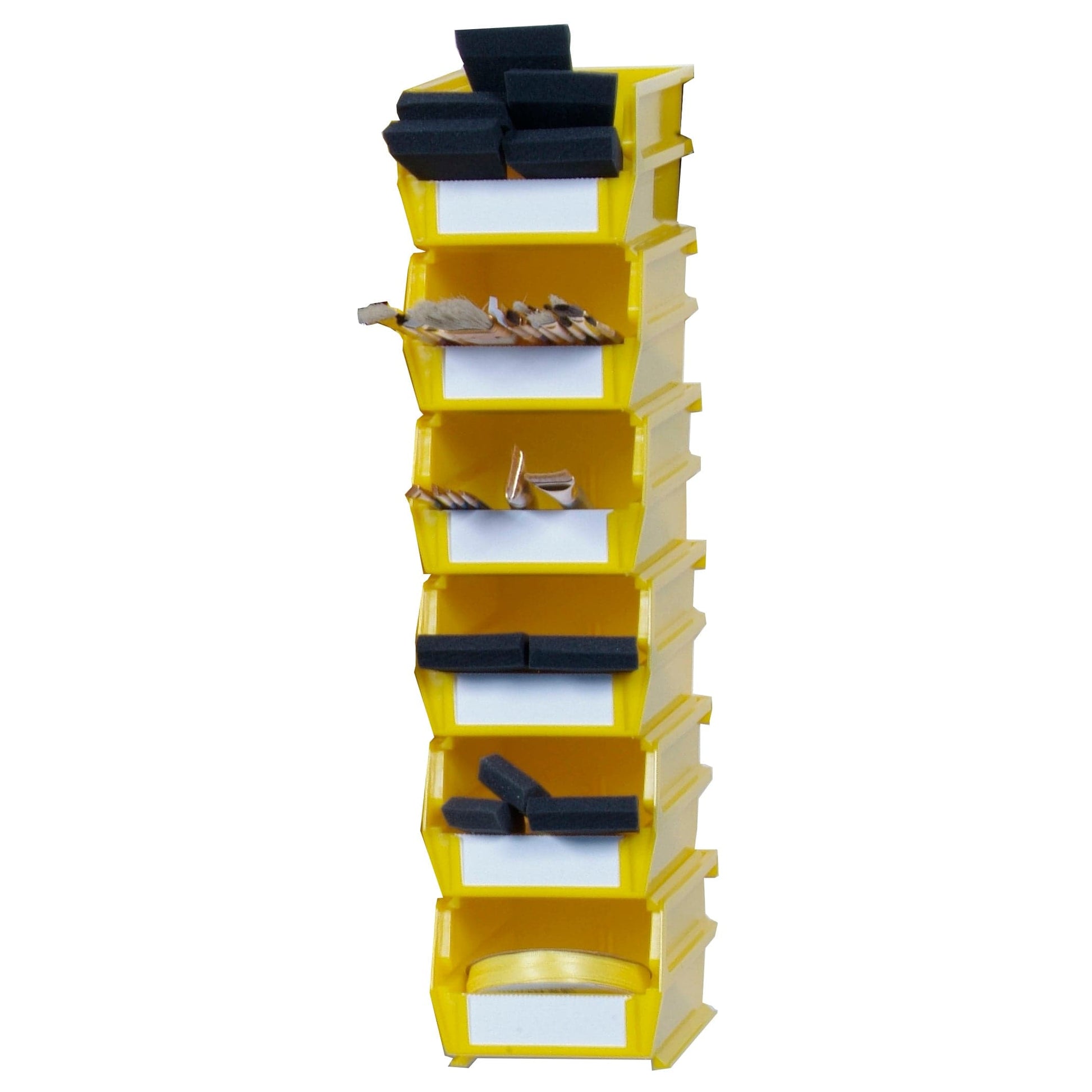7-3/8" L x 4-1/8" W x 3" H Yellow Stacking, Hanging, Interlocking Polypropylene Bins, 6 CT alt 0