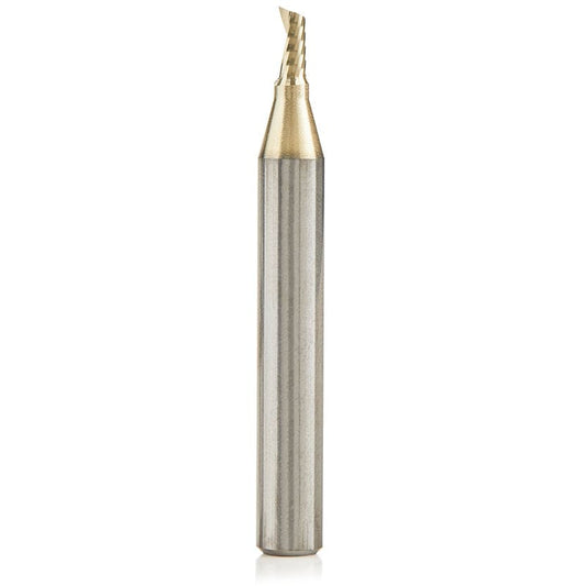 51474-Z Spiral O Single Flute ZrN Coated Aluminum Cutting Up-Cut Mirror Finish Router Bit 1/8"D 1/4"CH 1/4"SH 2"OL alt 0