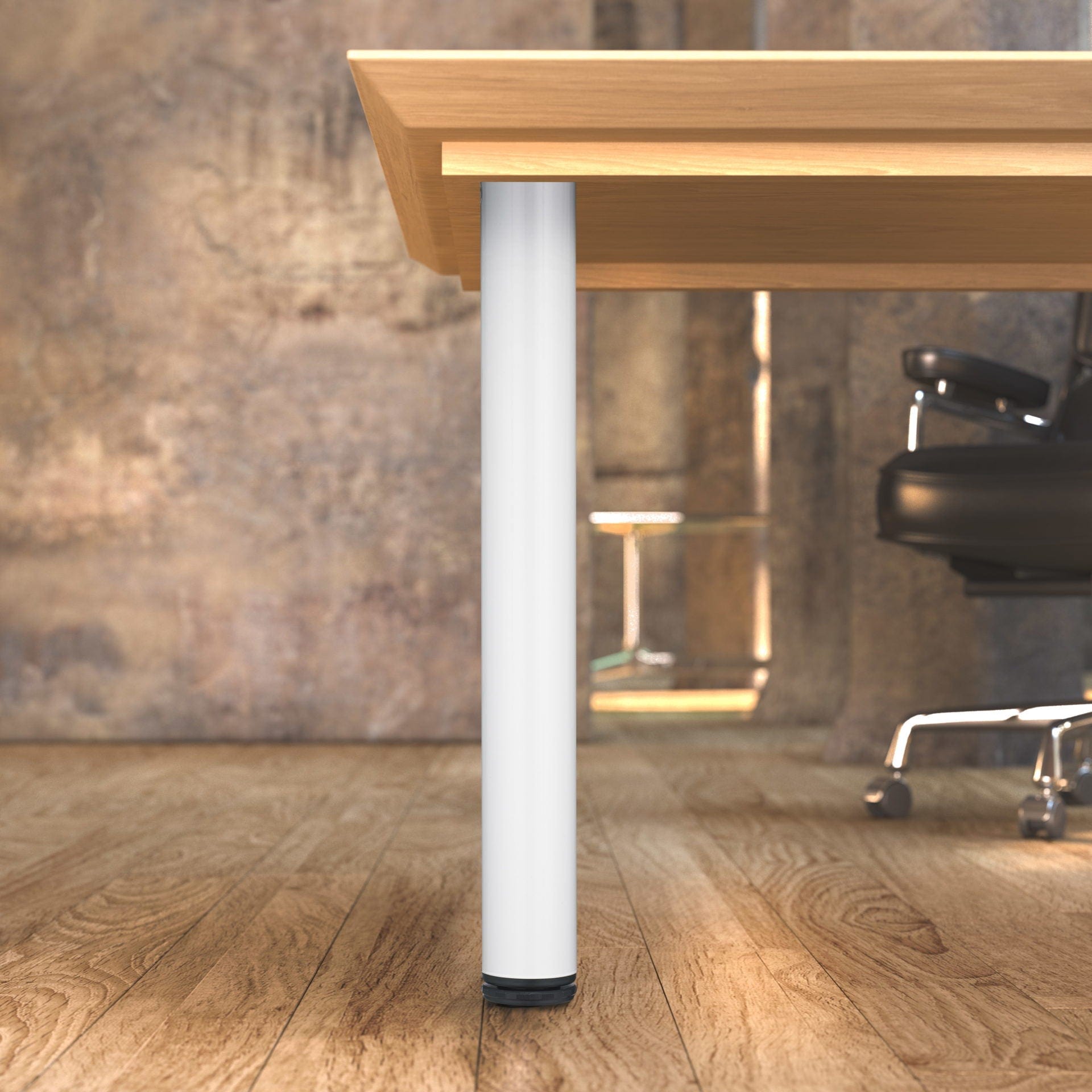 28" (710 mm) Adjustable Table Leg White alt 0