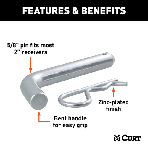 Curt  5/8 Hitch Pin (2 Receiver, Zinc, Packaged)