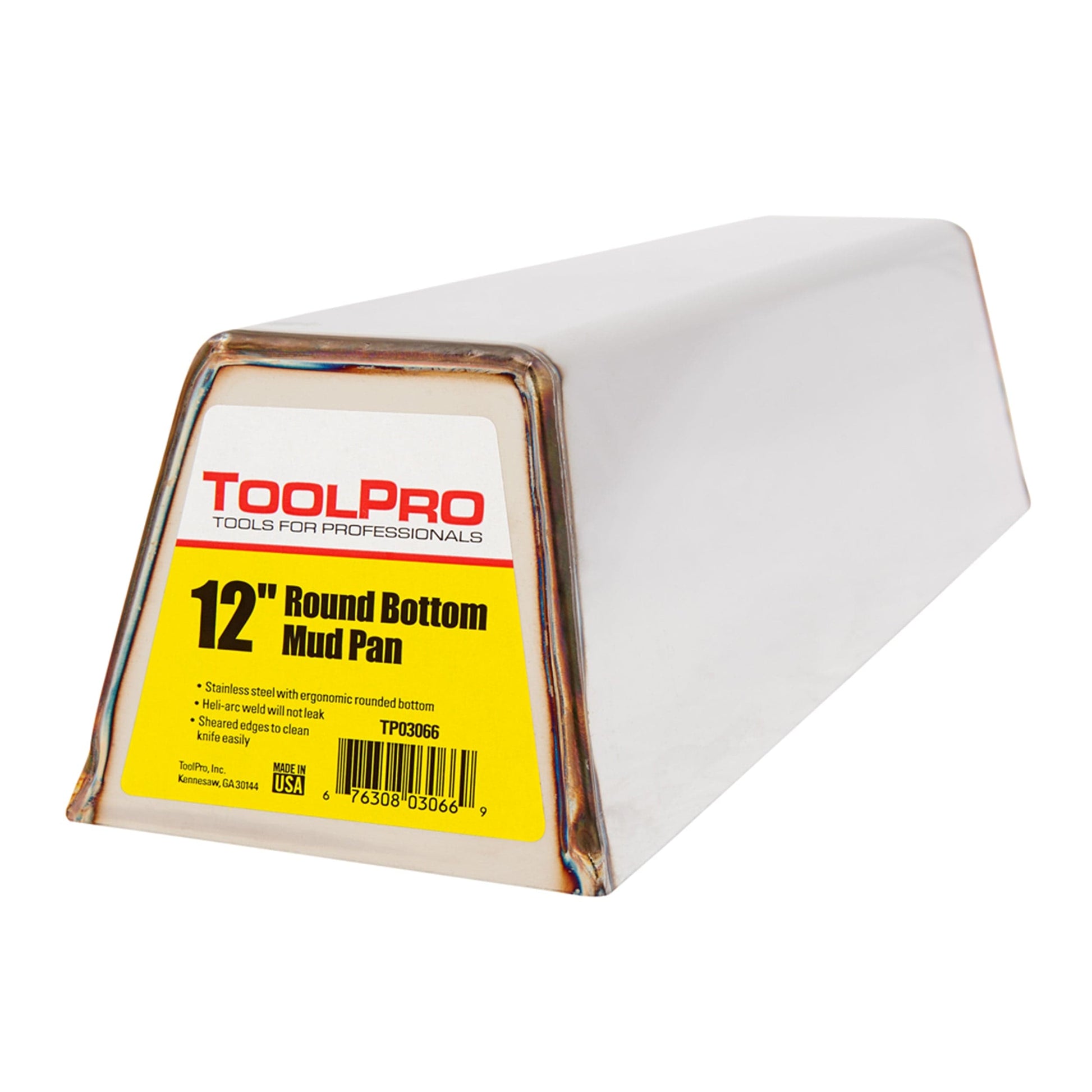 ToolPro 12" Round Bottom Mud Pan, Stainless Steel alt 0