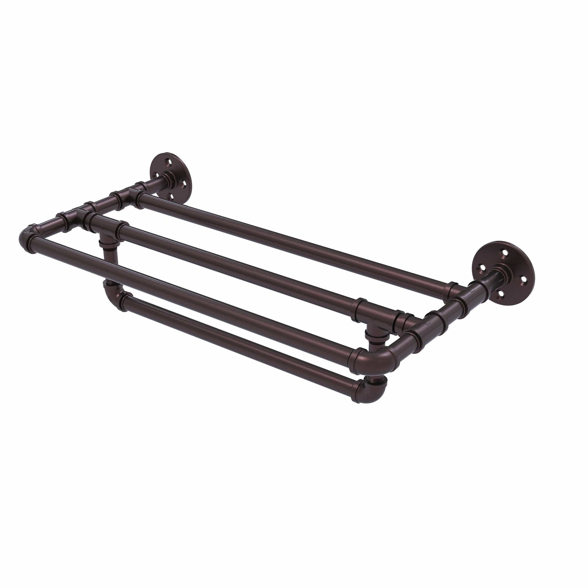  24" Wall Mounted Towel Shelf with Towel Bar, Antique Bronze Finish alt 0