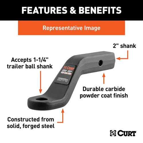 Curt Forged Ball Mount (2 Shank, 17,000 lbs., 6 Drop, 9-1/2 Long)