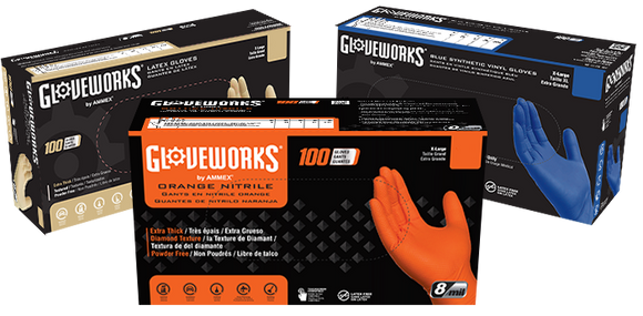 AMMEX Gloveworks® Blue Synthetic Vinyl